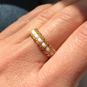 Waterproof Classic Seed Bead Ring, Handmade Artisan Crafted Beaded Ring glass bead. Beadweaving beaded jewelry. Womens beaded ring