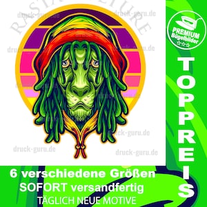 May include: A green lion with dreadlocks wearing a red and yellow hat in front of a sunset. The image is surrounded by a yellow circle with the text "Rastafarian Culture" in black.