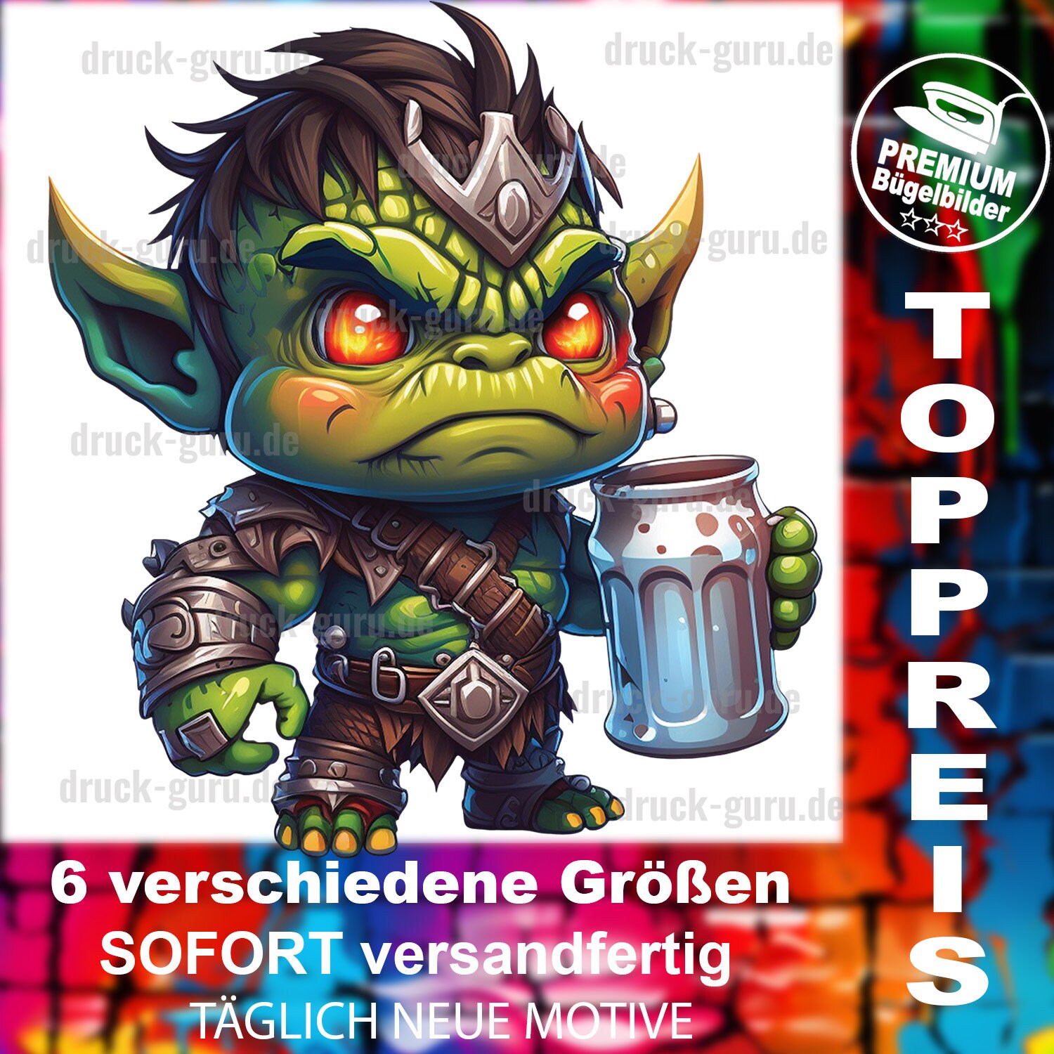 Iron-on Picture graffiti Drunken Orc Graffiti Style - Etsy