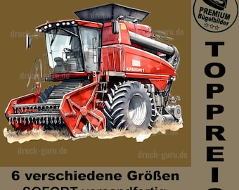 Iron-on picture "Combine Harvester Red" - village child proud -