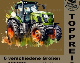 Iron-on picture &quot;Tractor Red-Green&quot; - village child proud -