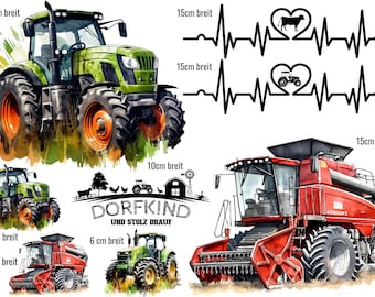 Iron-on image &quot;Tractor Set - Dorfkind Stolz&quot; A4 Set