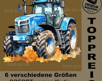 Bügelbild "Traktor Blau" - Dorfkind stolz -