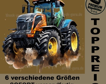 Bügelbild "Traktor Orange" - Dorfkind stolz -