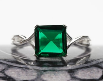 エメラルドカットエメラルドリング、2カラット6×8mmエメラルドカット
