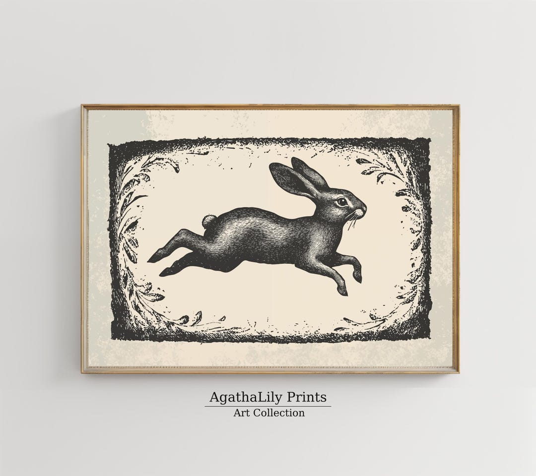 Rustic Rabbit Sketch Print: Neutral Nursery Wall Art (digital Download ...