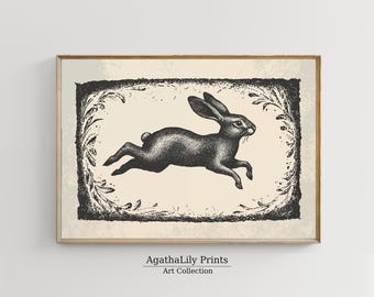 Rustic Rabbit Sketch Print: Neutral Nursery Wall Art (Digital Download) 0159