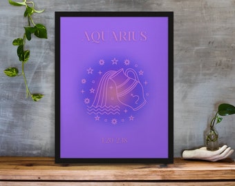 Aquarius Poster Zodiac Print, Aquarius Wall decor, Printable wall art, Aquarius Printable Wall Art, Aquarius Wall Art Gift, Aquarius Zodiac