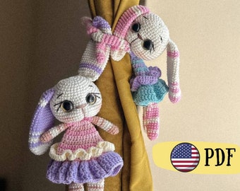Rag doll bunny Crochet Curtain Holder Bunny Crochet Pattern Animal crochet toys