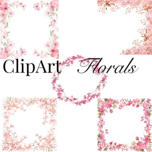 Beautiful pink floral borders suitable for Invitaion cards, Wedding Cards, PNG format, Digital download