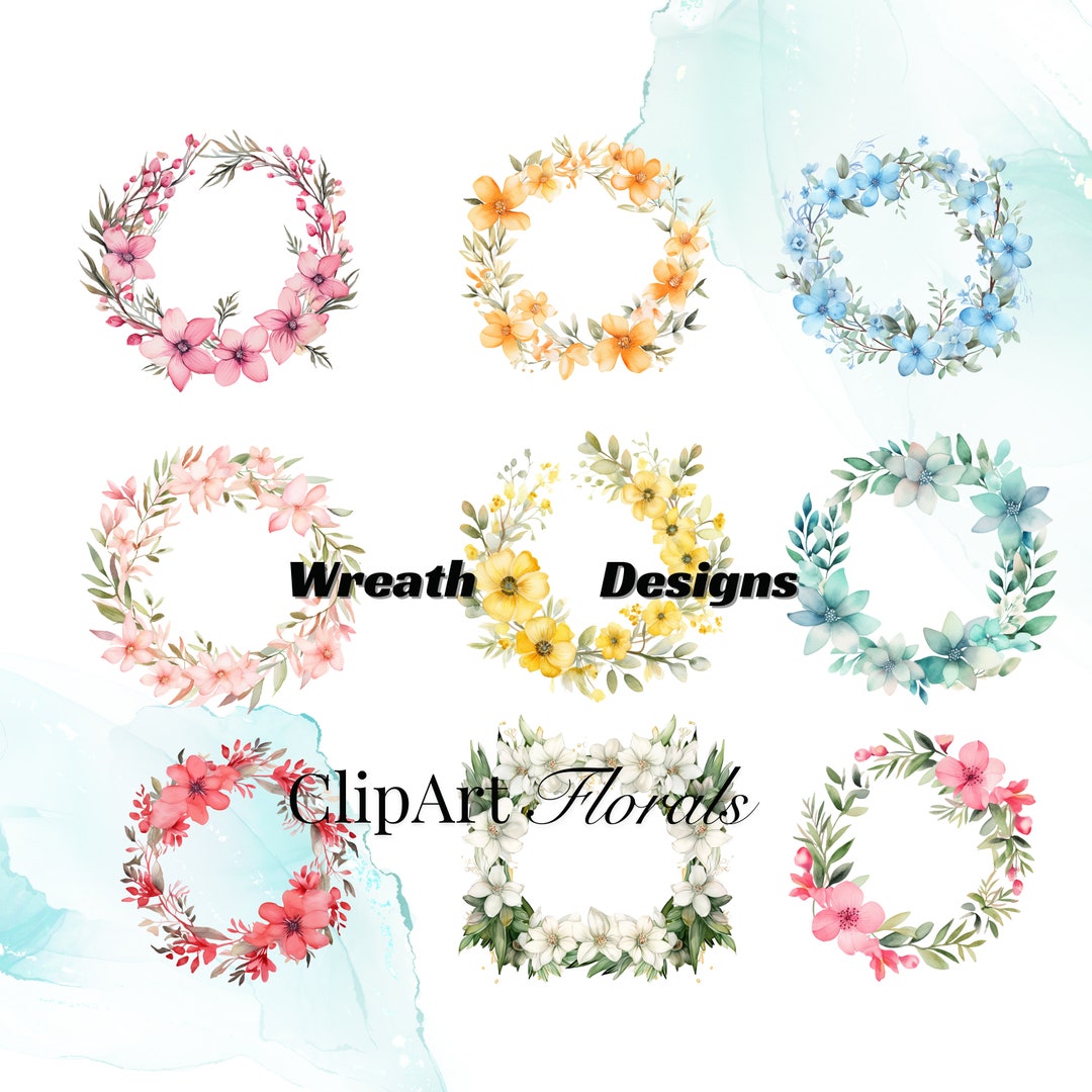Watercolor Floral Wreath Clipart | Wedding & Craft PNG (digital ...