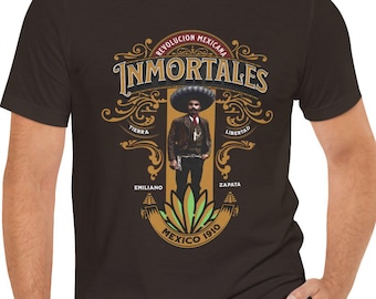 Zapata Mexican Revolution T-Shirt Vintage Chicano Pride Tee with Tierra y Libertad Quote Mexico, Cinco de Mayo, History Shirt Unisex Tee