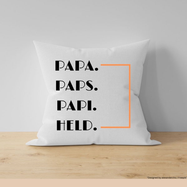 Papa Paps Papi Held - Papa Geschenk Kissen zum Vatertag Sofakissen Geschenk von den Kindern Danke Papa Weltbester Papa