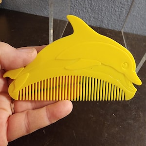Rare Vintage 90s Lisa Frank yellow dolphin hair comb