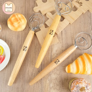 Personalized Wooden Dough Whisk, Custom Danish Dough Whisk, Engrave Name Sourdough Whisk, Initial Danish Dough Hook, Bread Making, BakerGift