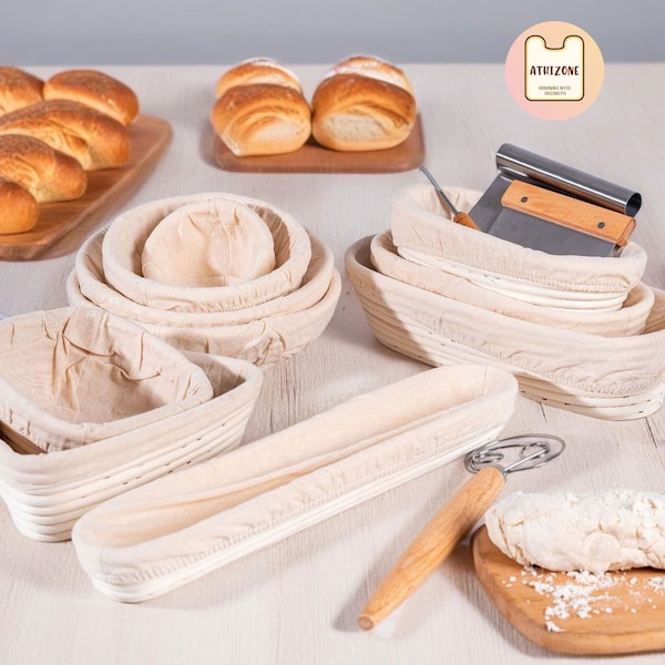 Natural Bread Banneton Rattan Proofing Basket, Banneton Bread Proofing Basket, Sourdough Baskets Liners, Handmade Bread Basket, Baker Gifts