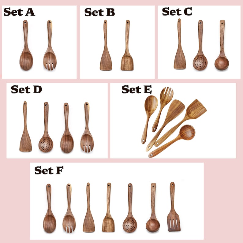 Personalisiertes Holzlöffel-Set, individuell graviertes Löffel-Set, Monogrammgeschenk mit Gravur, Holzlöffel-Set für die Küche, Geschenk für Sie zum Muttertag Bild 7