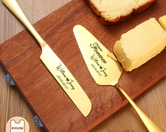 Personalized Wedding Cake Knife and Server Set, Custom Engagement Engraved Set, Wedding Cake Serving Set Wedding Cake Knife Modern,Best Gift