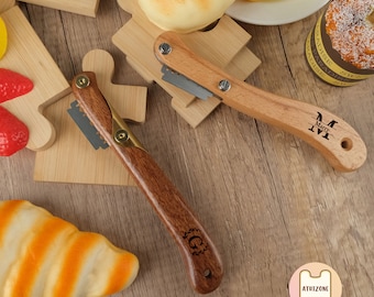 Personalized Bread Lame, Custom Walnut Dough Slasher, Engraved Name Bread Scoring Tool, Initial Bread Slicer Cutter, Unique Gifts For Baker