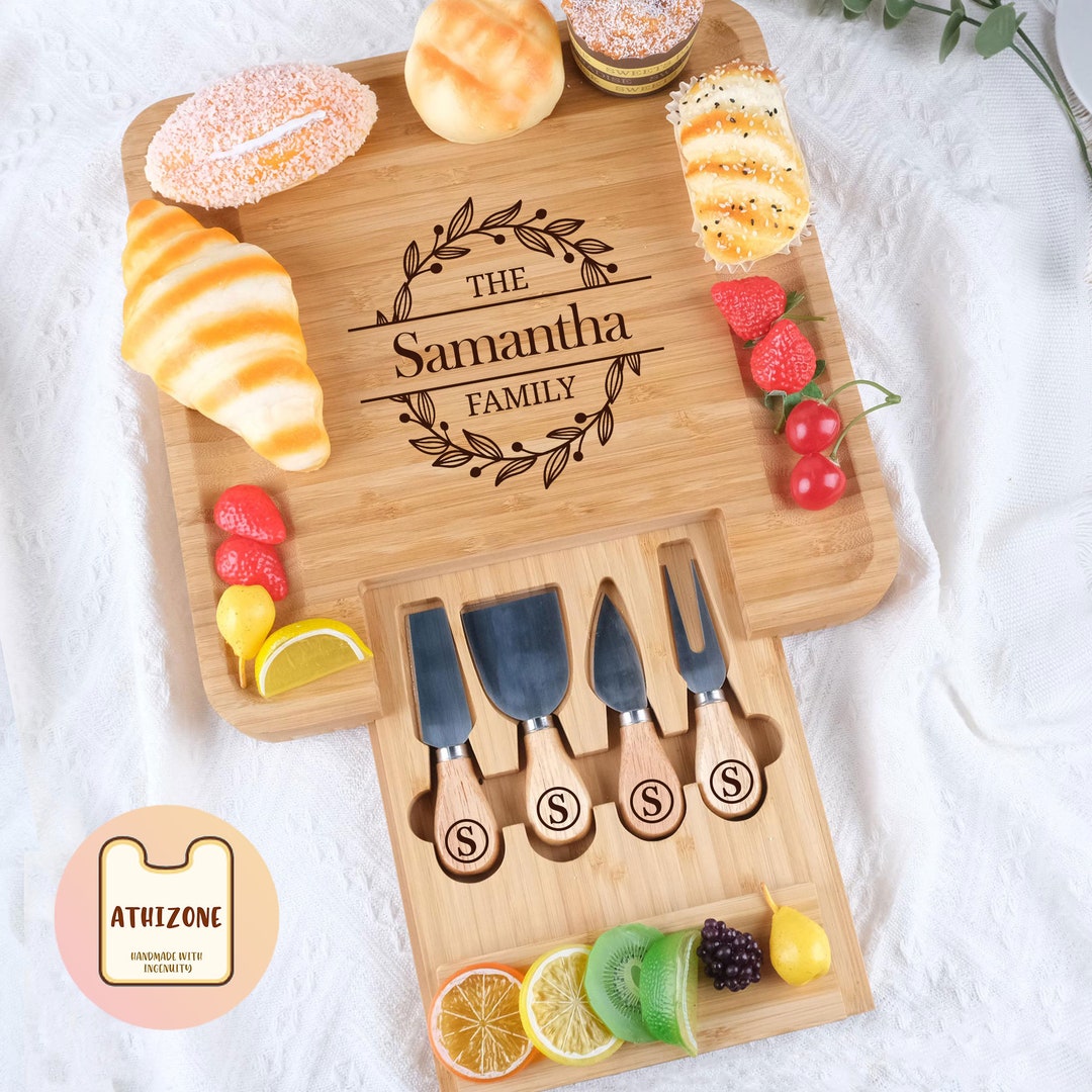 Customized Charcuterie Wood Board, Custom Engraved Cheese Board Set ...
