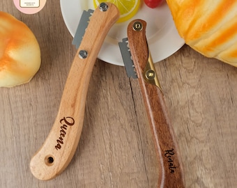 Personalized Bread Lame, Custom Walnut Dough Slasher, Engraved Name Bread Scoring Tool, Initial Bread Slicer Cutter, Unique Gifts For Baker