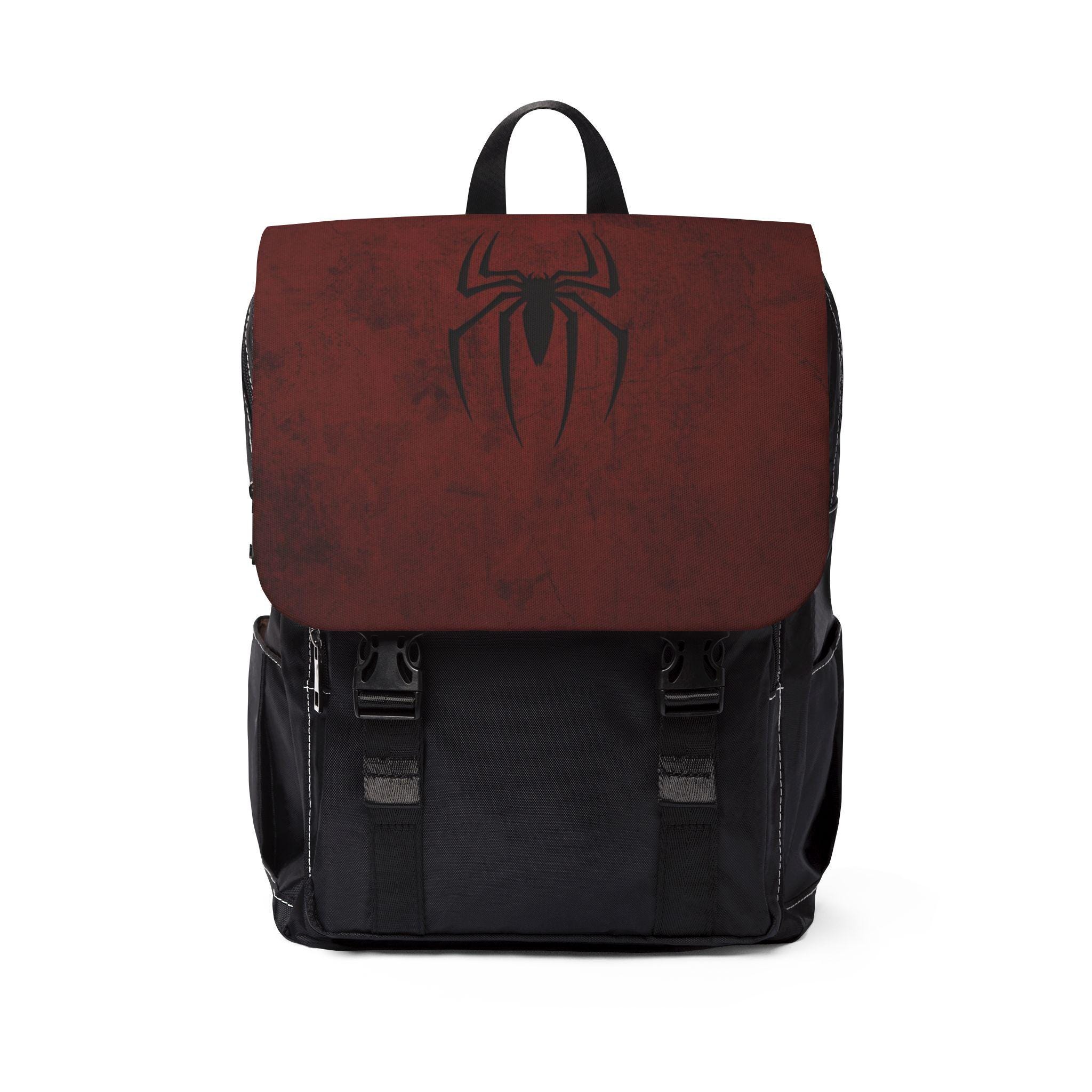 Superhero, Spider, Red Black Shoulder Backpack, Unisex Casual Daypack, Travel Bag, School Bookbag, Comic Book Fan Gift