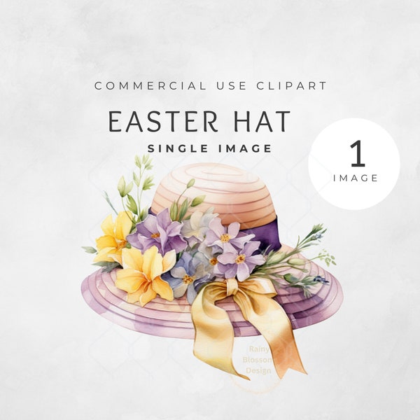 Watercolor Easter Hat Clipart, Easter Clipart, Easter Bonnet, Floral clipart, digital, commercial use, Easter, Watercolour Clipart, clipart