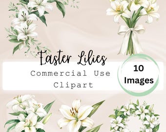 Aquarelle lys de Pâques Clipart, PNG Pâques, Clipart floral, Clipart fleur pour les funérailles, Illustration de lys de Pâques, Images de fleurs de mariage