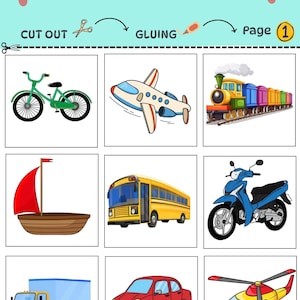 Transportation Flashcard & Worksheet for children