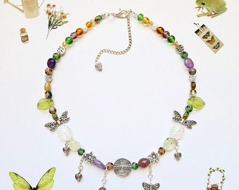 forest necklace | beaded necklace | handmade jewelry | forestcore | fairycore | cottagecore