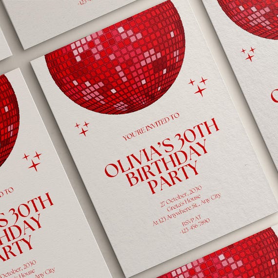 Birthday Invitation, 30th Birthday Card, 30th Party Invite, Editable Birthday Party Invitation, 20th, 30th, 40th, 28th, Printable Canva, DIY