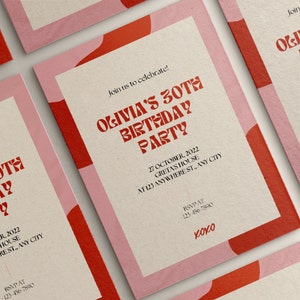 Cartão de aniversário de 30 anos, convite de 30 anos, convite de 26 anos, convite de 29 anos, modelo de convite de aniversário, cartão de aniversário, Canva