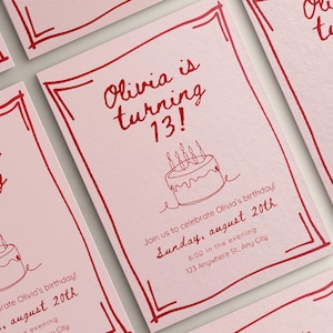 13. Geburtstagseinladung Mädchen, 13. Geburtstagskarte, bearbeitbares Geburtstagsfeier-Einladung, 14., 15., 11., 12., Printable Canva Invite, DIY