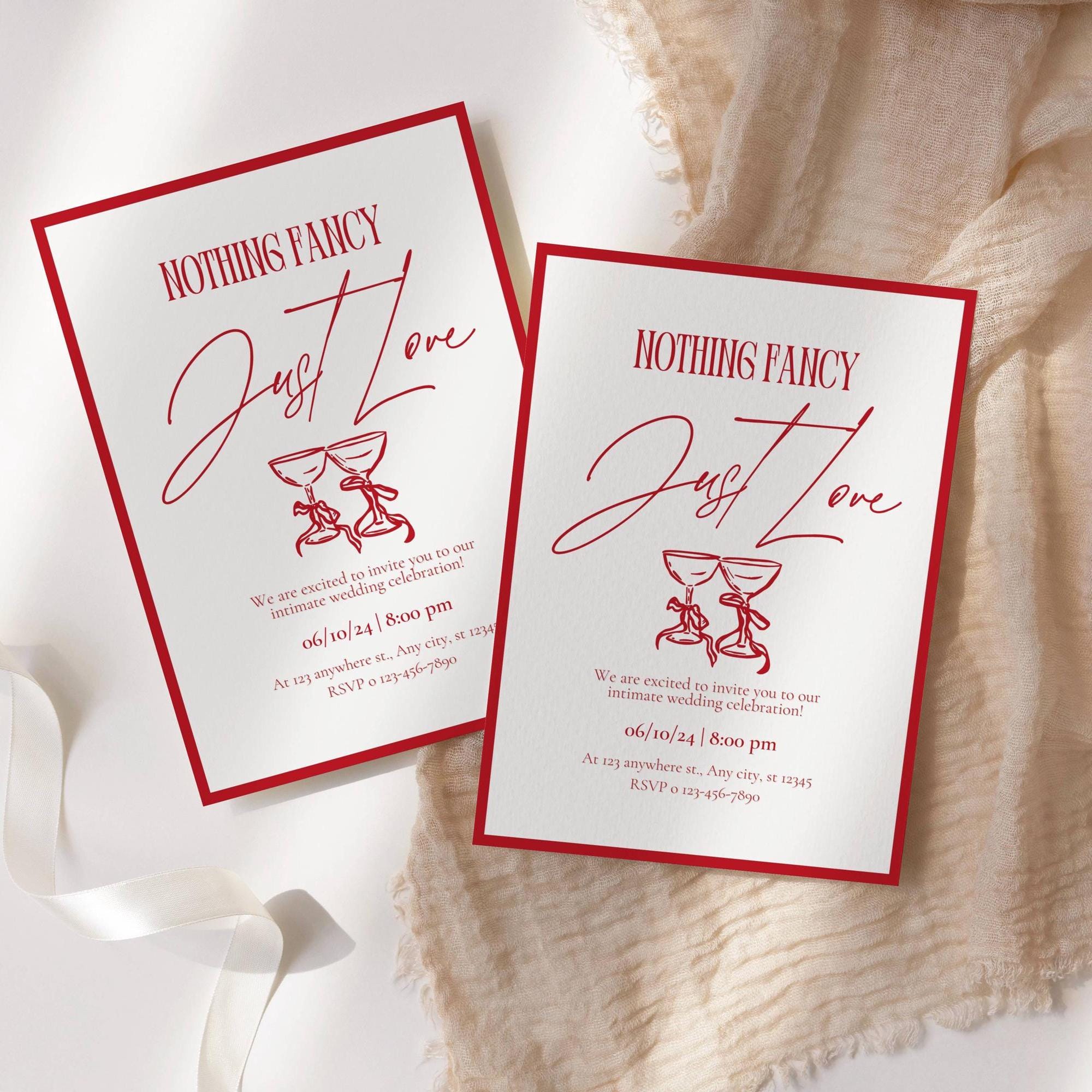 Nothing Fancy Just Love Elopement Invitation, Elopement Announcement, Wedding Invitation, Intimate Wedding Engagement Party Invitation