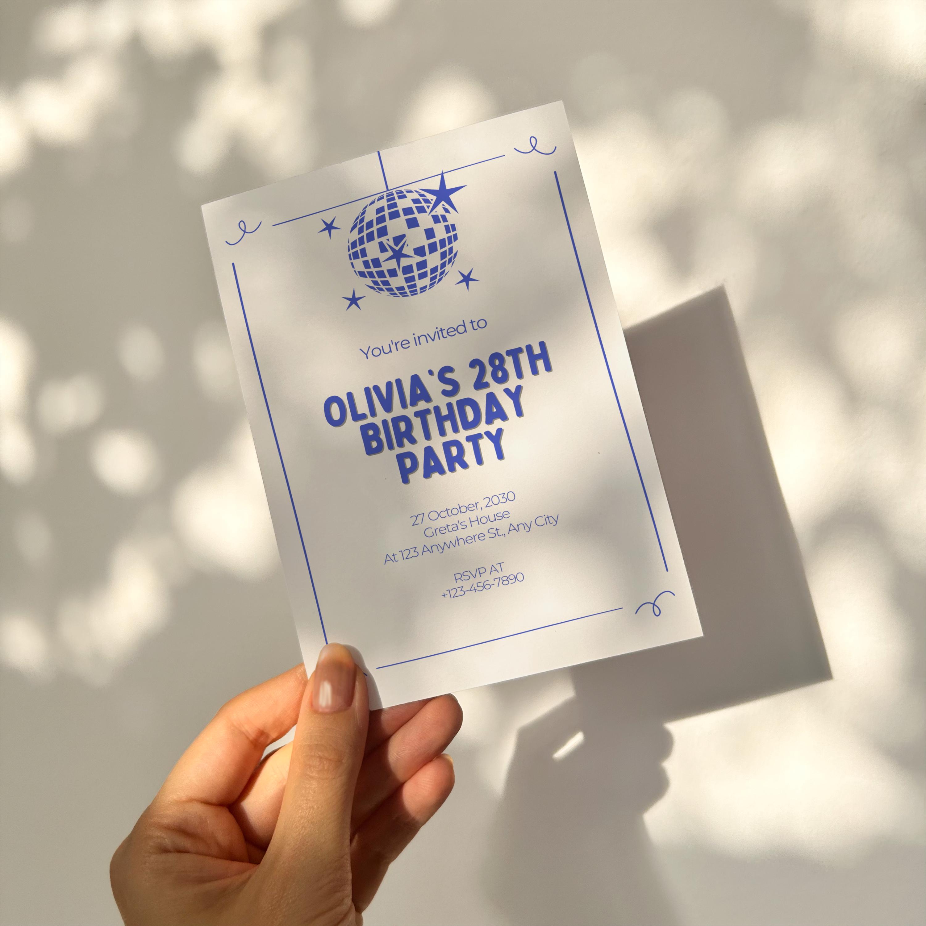 Birthday Invitation, 28th Birthday Card, 28th Party Invite, Editable ...