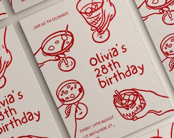 Birthday Invitation, 28th Birthday Card, 28th Party Invite, Editable Birthday Party Invitation, Printable Canva Template, 29th, 26th, 24th