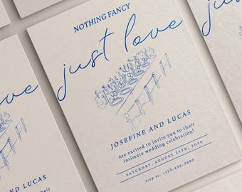 Nothing Fancy Just Love Elopement Invitation, Elopement Announcement, Wedding Invitation, Intimate Wedding Engagement Party Invitation