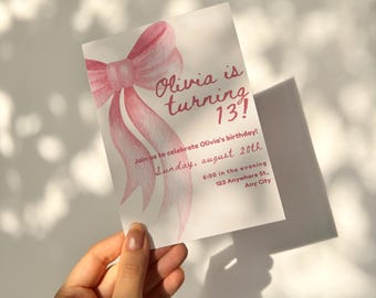 13th Birthday Invitation Girl, 13th Birthday Card, Editable Birthday Party Invitation, 14th, 15th, 11th, 12th, Printable Canva Invite, DIY