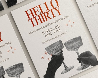 Birthday Card, 30th Birthday Invitation, 26th Birthday Invitation, 29th Birthday Invitation, Bday Invites Template, e Birthday Card, Canva