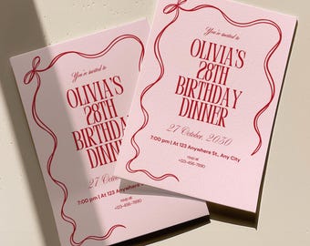 Birthday Invitation, 28th Birthday Card, 28th Party Invite, Editable Birthday Party Invitation, Printable Canva Template, 29th, 26th, 24th