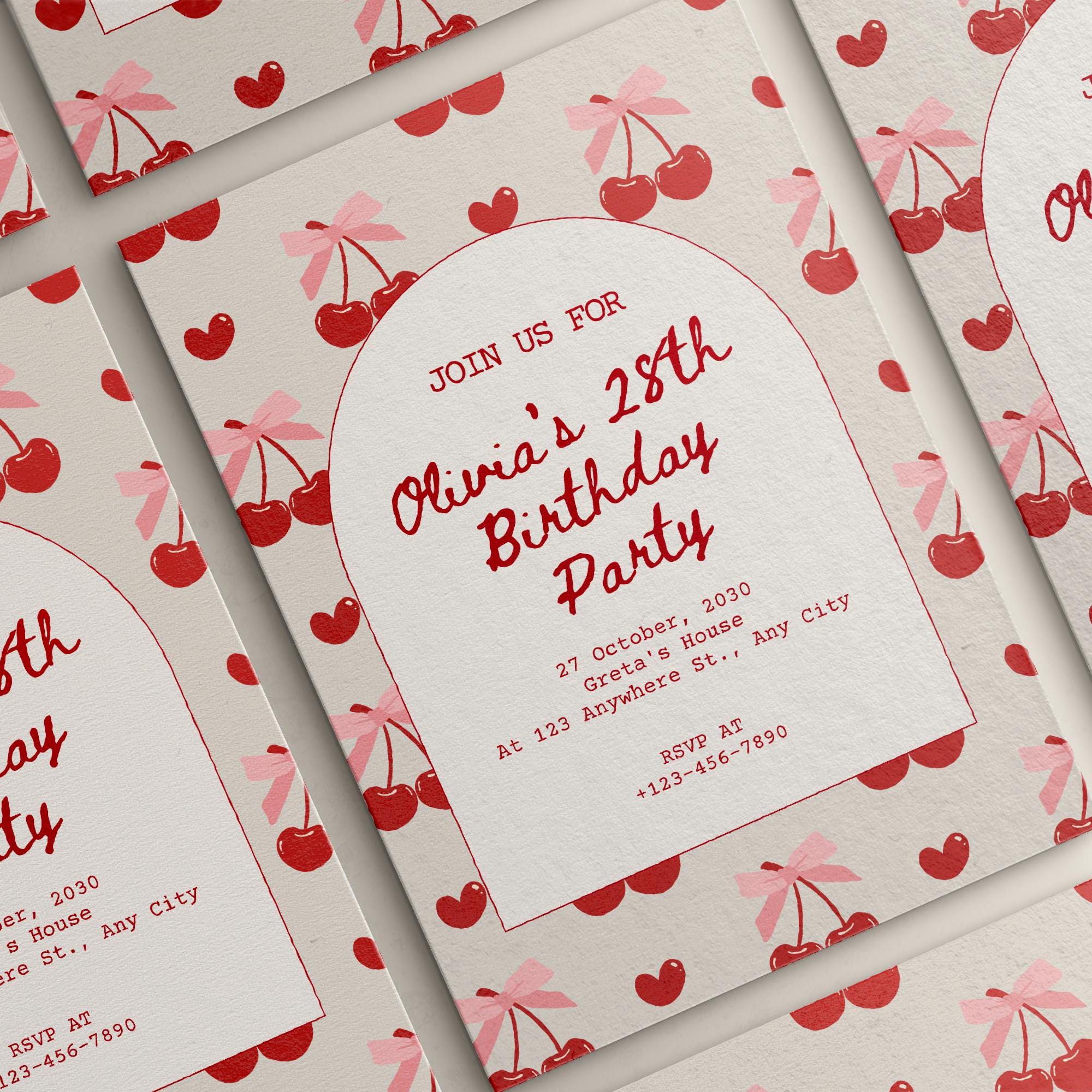 Birthday Invitation, 28th Birthday Card, 28th Party Invite, Editable ...