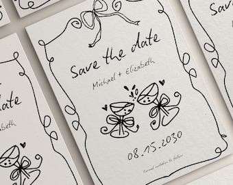 Save The Date Invitation Template, Wedding Invitation, Hand drawn, Save the Date Postcard, Handwritten Save The Day , Save the Date E Card