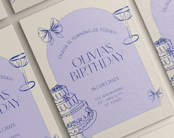 Birthday Invitation, 28th Birthday Card, 28th Party Invite, Editable Birthday Party Invitation, Printable Canva Template, 29th, 26th, 24th