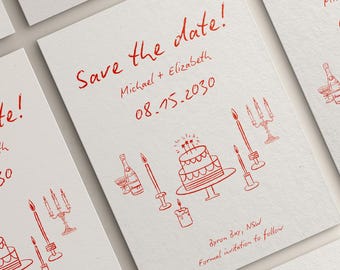 Save The Date Invitation Template, Wedding Invitation, Hand drawn, Save the Date Postcard, Handwritten Save The Day , Save the Date E Card