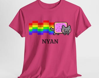 Nyan Cat Unisex Heavy Cotton Tee Top, Gamer T-shirt, Video