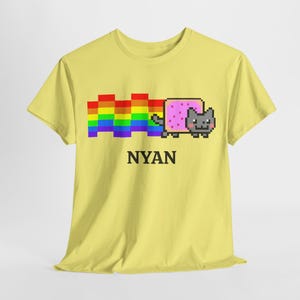 Nyan Cat Unisex Heavy Cotton Tee Top, Gamer T-Shirt, Video Game Shirt, Gifts for Nerds, Gift for Friends