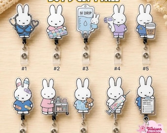 Kawaii Bunny Nurse Badge Reel, Medical ID Holder, Kawaii Bunny Badge Reel, Nurse Retractable Badge Clip, Hospital Work Accessories