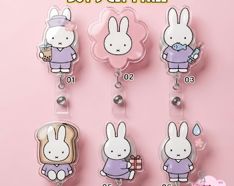 Kawaii Bunny Nurse Badge Reel, Medical ID Holder, Kawaii Bunny Badge Reel, Nurse Retractable Badge Clip, Hospital Work Accessories