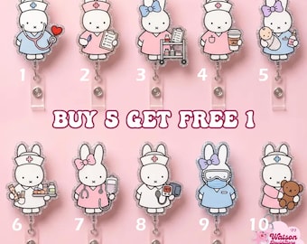 Kawaii Bunny Nurse Badge Reel, Medical ID Holder, Kawaii Bunny Badge Reel, Nurse Retractable Badge Clip, Hospital Work Accessories