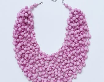 Rosa multi kette handgemachte kette, holz perlenkette, latzkette, perlen kette, perlenkette, kette kette rosa